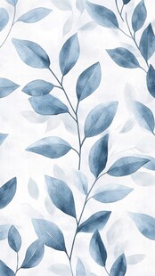 蓝色树叶装饰画