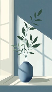 蓝色的房间里的植物