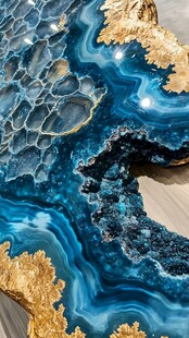 蓝色透光大理石装饰画