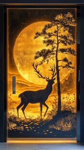 轻奢麋鹿珐琅彩浮雕画