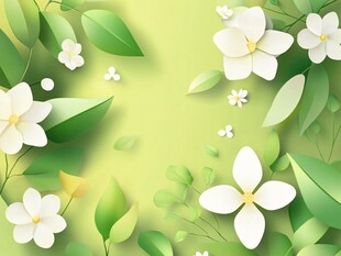 绿叶鲜花背景图