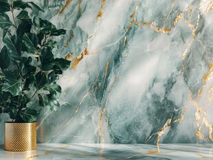 极简金箔石根线条对拼