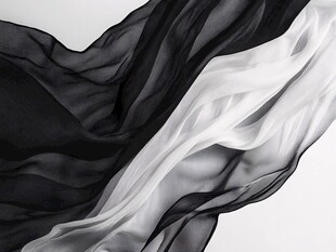 黑白飘带丝绸素材