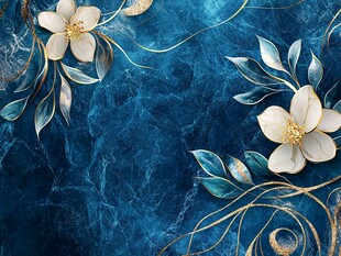 高精手绘黄金拉丝花卉