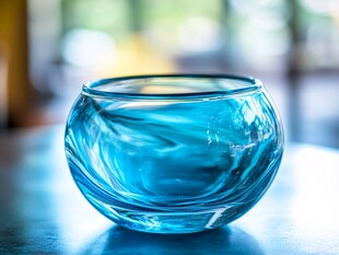 天蓝色玻璃花盆