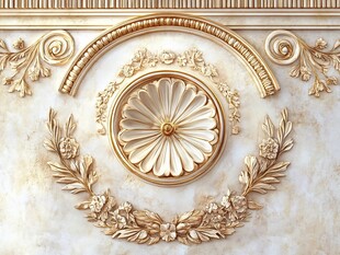 欧式圆形浮雕金花