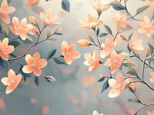 森系粉橙色花朵背景