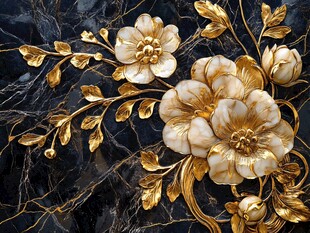 3d浮雕金属牡丹花