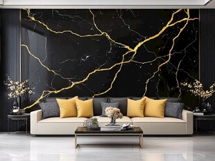 极简金箔石根线条对拼