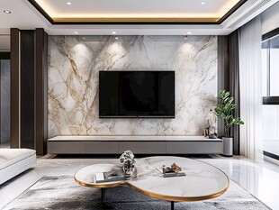 大理石岩板电视背景墙