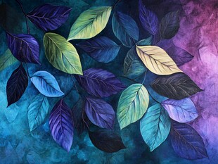 蓝紫色树叶背景