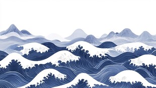 古风海浪包装插画