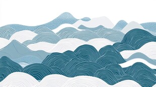 高端山水线包装插画