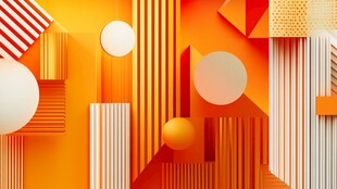 橘色立体几何画