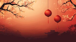 灯笼梅花背景图