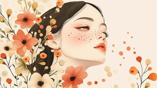 木棉花美女插画