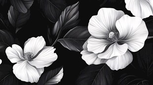 黑白素雅花卉