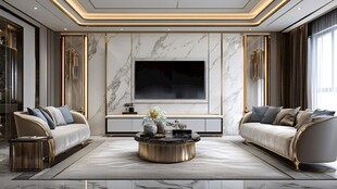 轻奢金线客厅背景