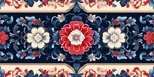 色块花古典图案组合