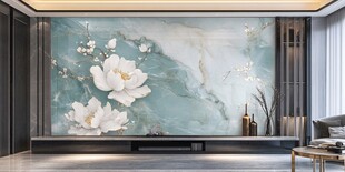 金线荷花客厅背景