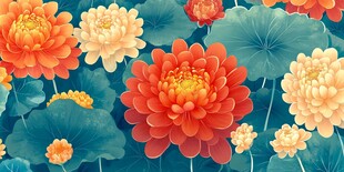 3d浮雕缤纷花卉