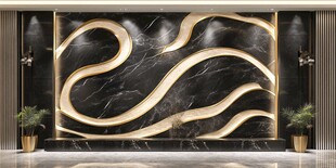 立体圆弧大理石背景墙