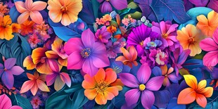 3d浮雕缤纷花卉