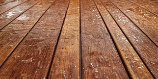 雨水淋湿的防腐木地板