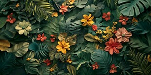 3d浮雕缤纷花卉