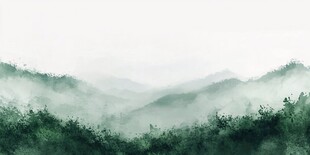 彩色水彩背景山水画