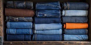 叠放整齐的牛仔裤