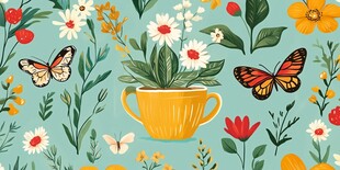 卡通印花花卉壁纸