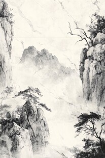 手绘古风工笔山