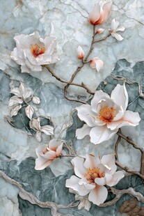 唯美荷花大理石壁画