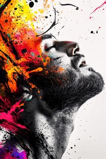 炫彩墨笔刷人物插画