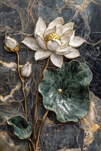 唯美荷花大理石壁画