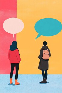 两个对话的人插画