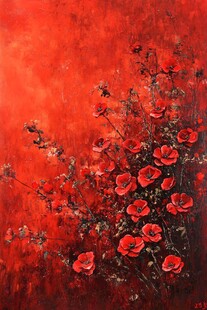 红玫瑰油画