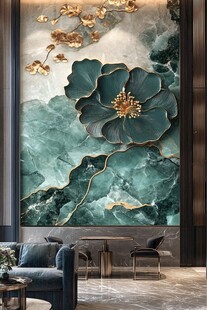 唯美荷花大理石壁画