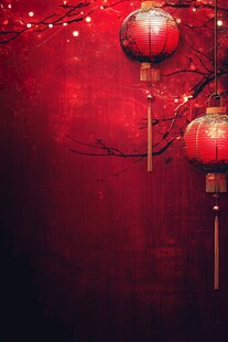 红灯笼星光红色背景