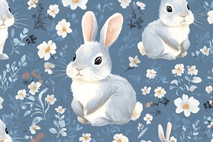 萌兔花园主题碎花图案