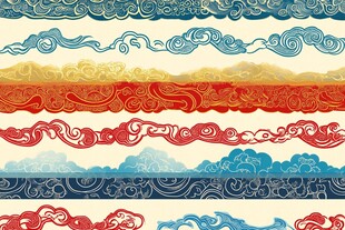 中式图案云纹波浪