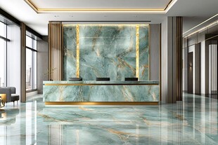 蓝色大理石迎宾区