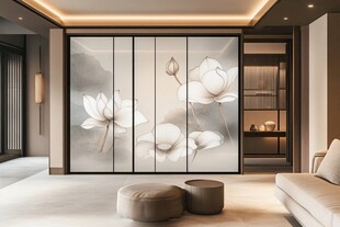 手绘荷花镶嵌硬包