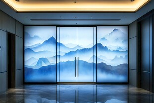 巨幅现代山水屏风