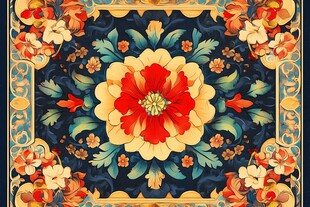 彩色民族风花草花卉