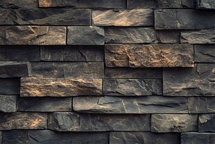 深蓝色拼接石片墙