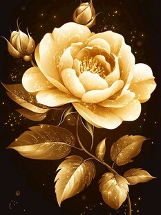 高精手绘黄金拉丝花卉