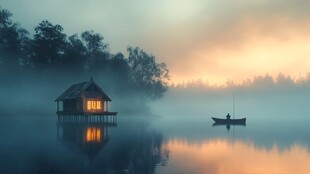 唯美朦胧湖景