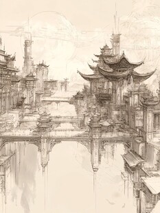 古风装饰画艺术城市
